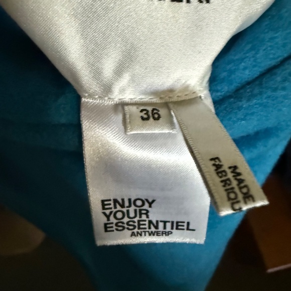Essentiel Antwerp Reversible Camel Turquoise Wool Blend Wrap Coat Size 36 US 4 - Picture 12 of 16